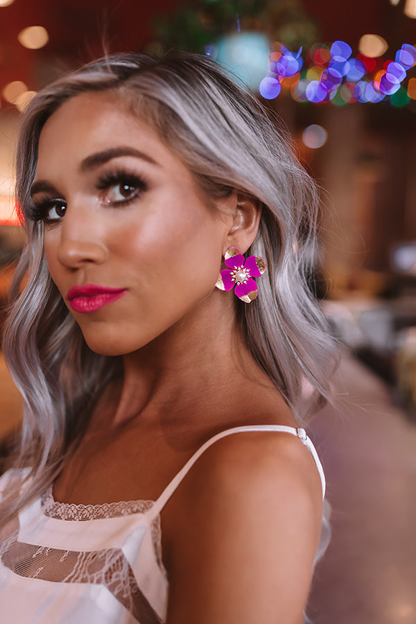 Suite By The Sea Earrings In Hot Pink