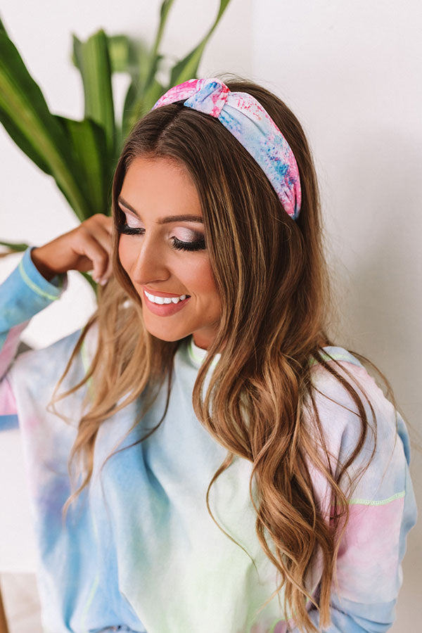 Kiss Me At Sunset Tie Dye Headband In Blue