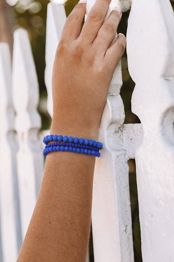 Pure Perfection Semi Precious Bracelet Set In Royal Blue