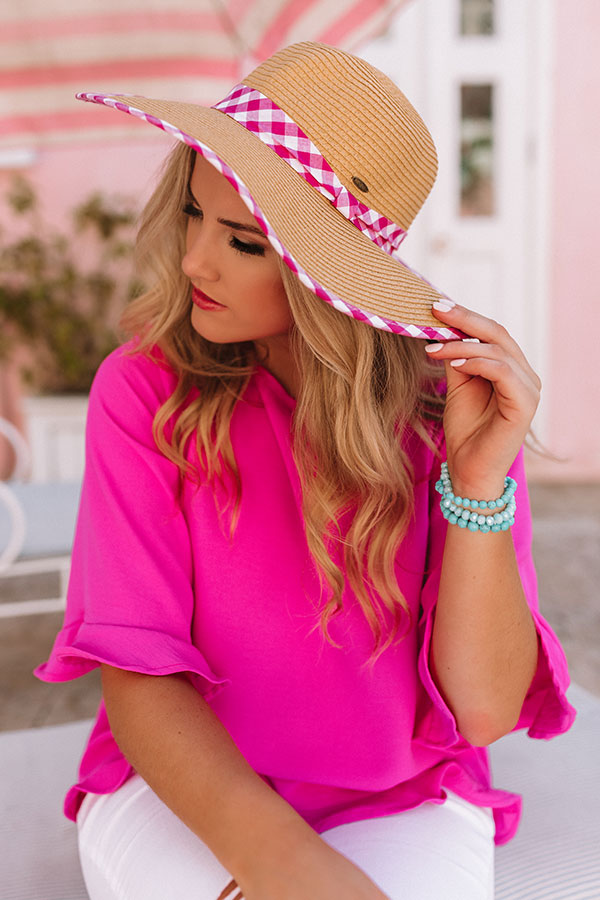 Tour De Chic Gingham Hat In Pink