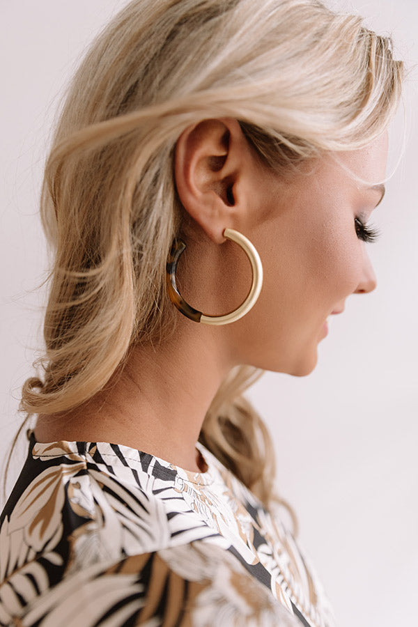 Cabo Daydream Tortoiseshell Hoop Earrings In Gold