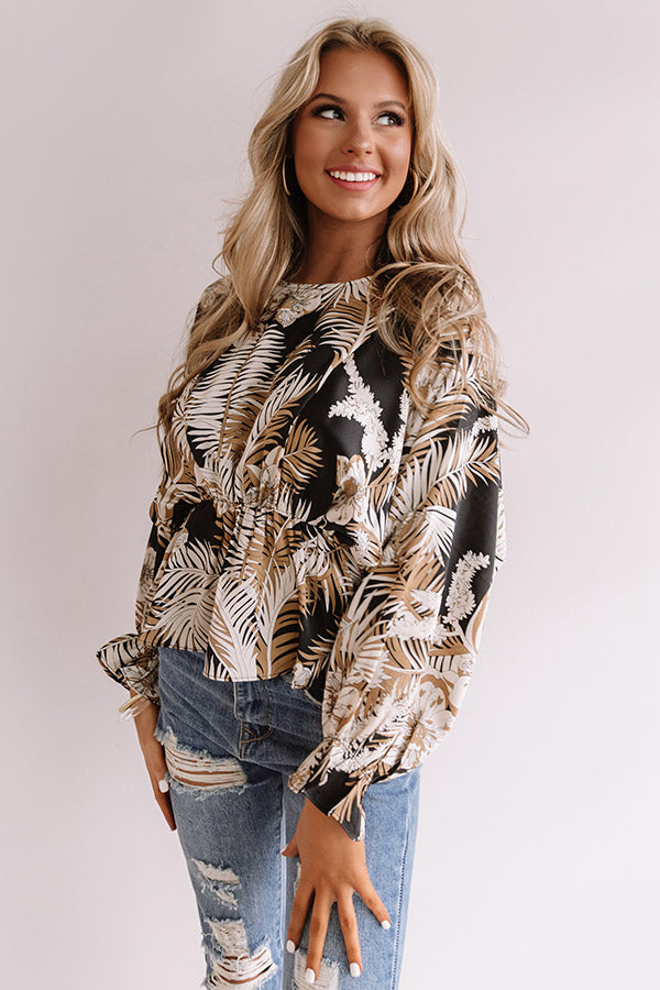 Bahama State Of Mind Floral Top In Black