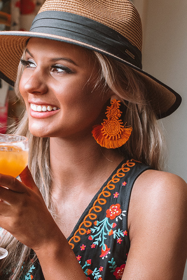 Dunes And Daydreams Beaded Earrings In Orange