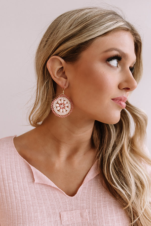Craving Pina Coladas Beaded Earrings In Pink