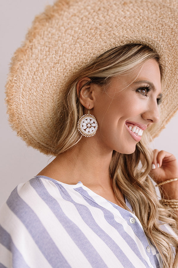 Craving Pina Coladas Beaded Earrings In White