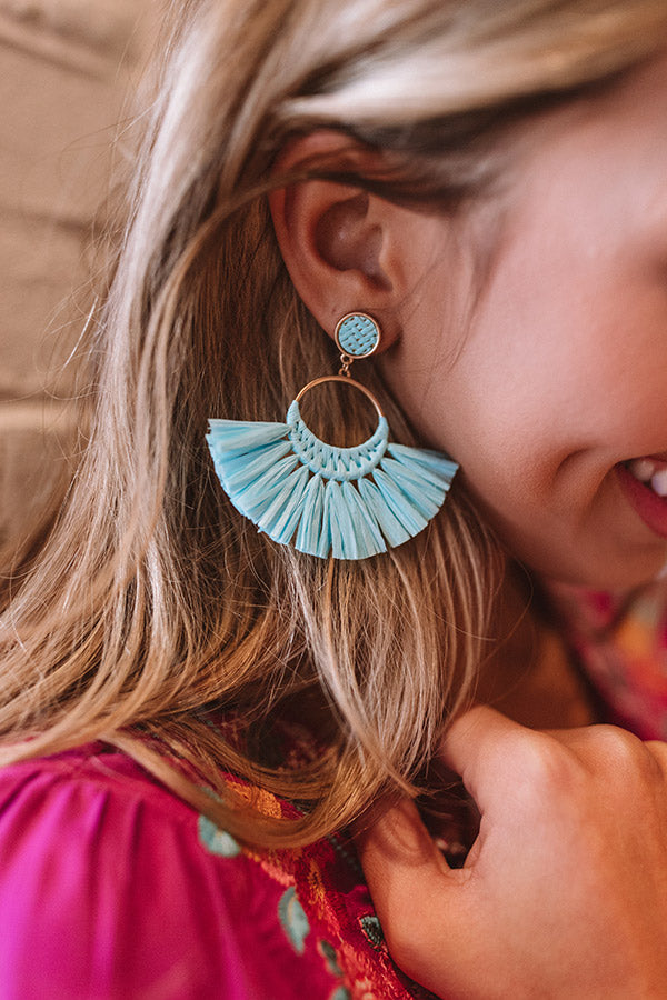 Margs In The Maldives Fan Earrings In Aqua