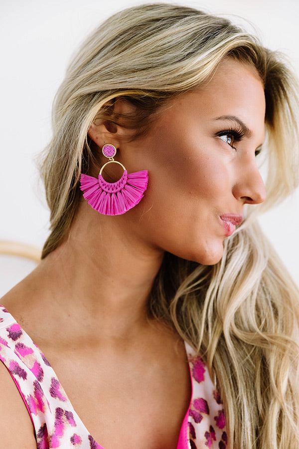 Margs In The Maldives Fan Earrings In Fuchsia