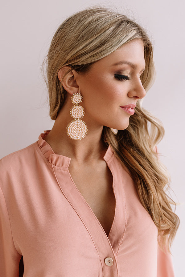 Sassy In Seaside Beaded Earrings In Light Peach