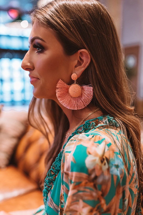Talkin' About Tulum Fan Earrings In Peach