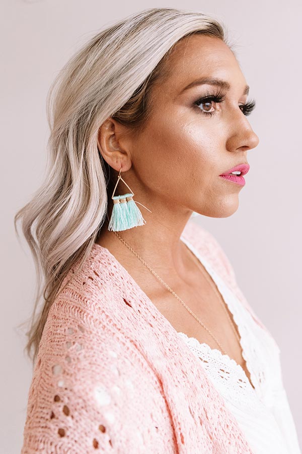 Paradise Pretty Tassel Earrings In Mint