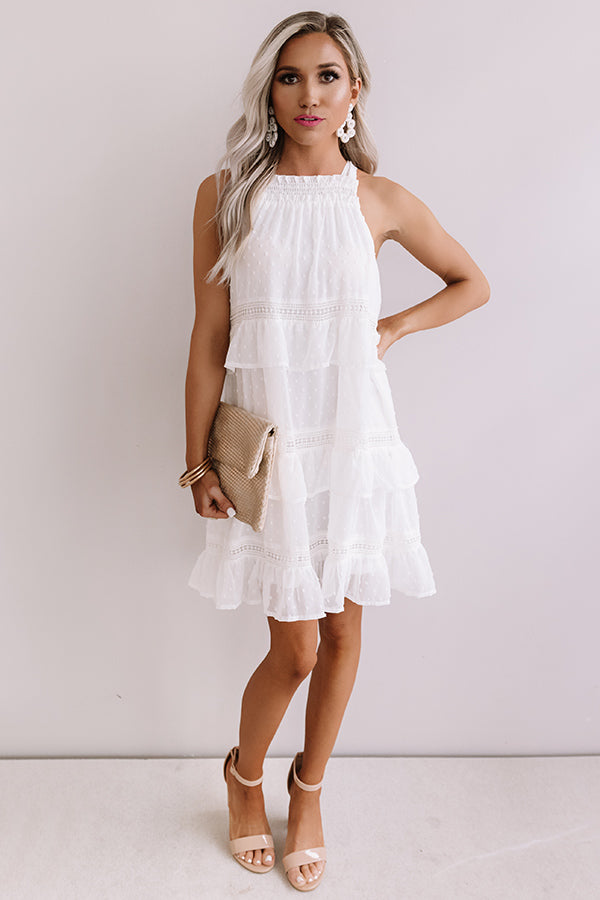 About A Twirl Ruffle Dress In White