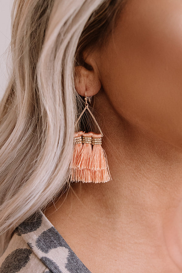 Paradise Pretty Tassel Earrings In Peach