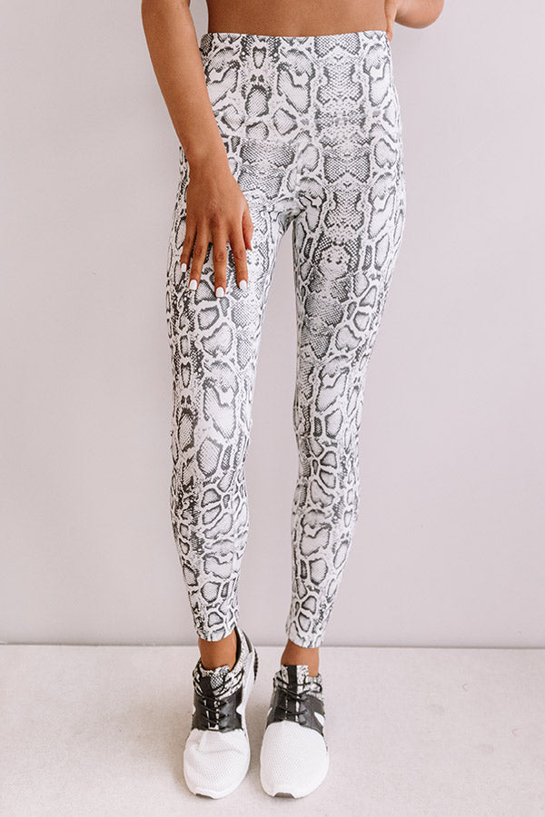 Passion For Fitness High Waist Snake Print Active Legging In Ivory Image - 1