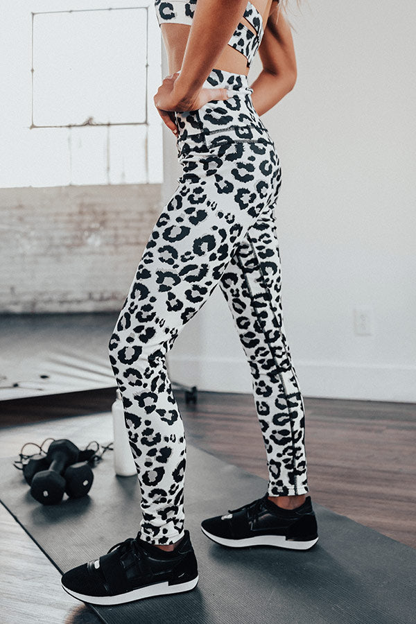 Passion For Fitness High Waist Leopard Print Active Legging In White Image - 1
