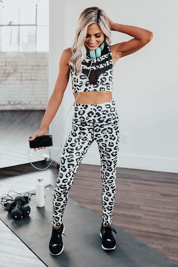 Passion For Fitness High Waist Leopard Print Active Legging In White Image - 3