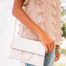 Greenwich Village Faux Leather Clutch in Ivory Image - 1