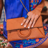 Greenwich Village Faux Leather Clutch in Camel Image - 1
