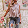 Pure Perfection Stripe Shift Tank In Warm Taupe Image - 1