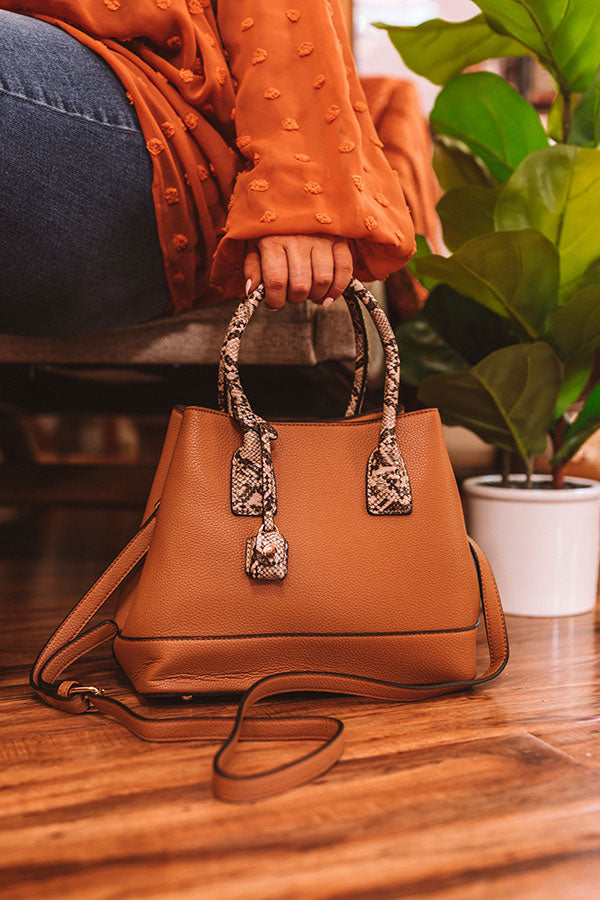Your Biggest Fan Faux Leather Tote in Camel Image - 1