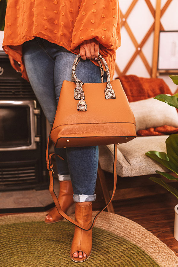 Your Biggest Fan Faux Leather Tote in Camel Image - 2