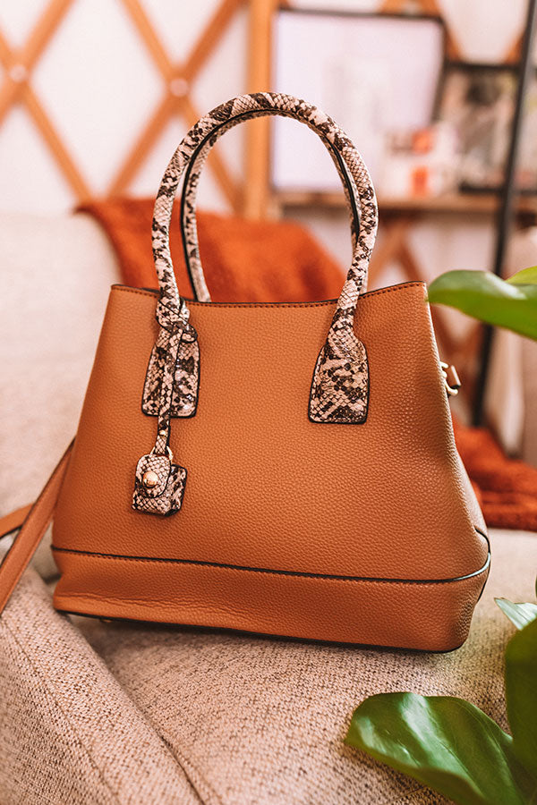 Your Biggest Fan Faux Leather Tote in Camel Image - 3