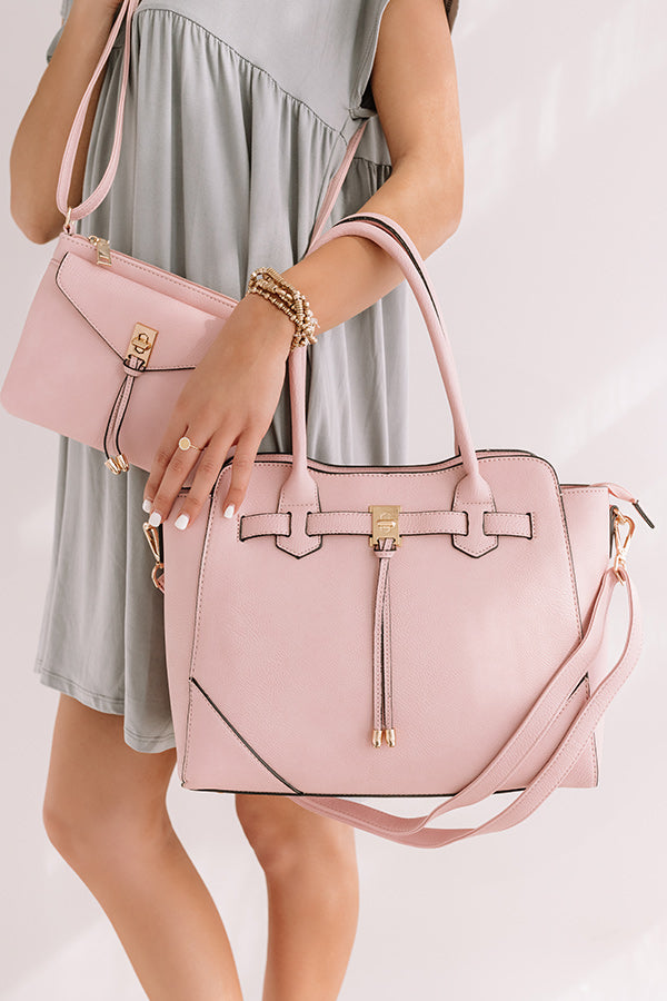 CEO Material Faux Leather Tote in Pink