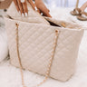Give Them Glam Quilted Tote in Stone Image - 1