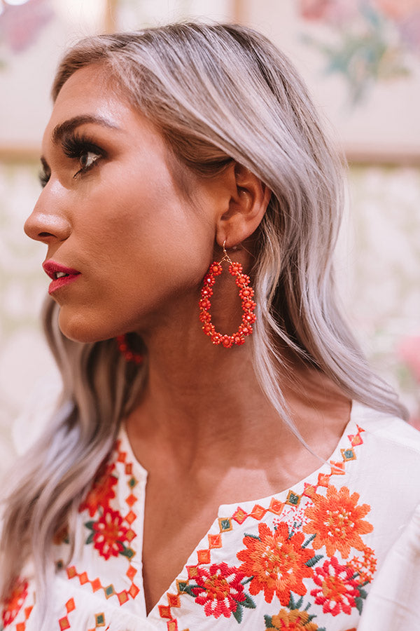 Sun-Sational Beaded Earrings In Tangerine