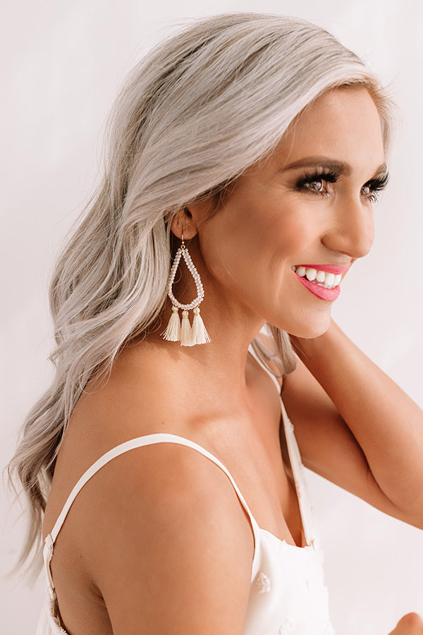 Tropic Occasion Tassel Earrings In Cream