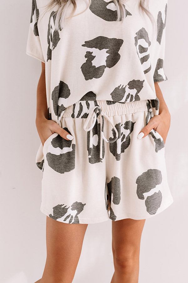 Seaside Twist Leopard Shorts in Cream