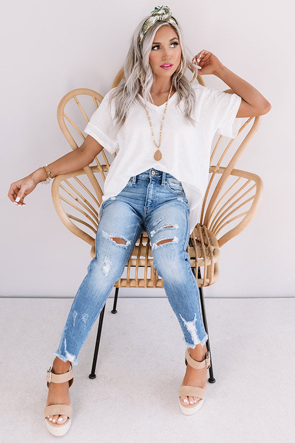 Total Smoke Show Knit Shift Top in White