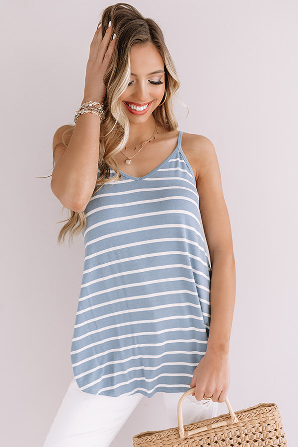 Cali Coast Stripe Shift Tank In Airy Blue Image - 2