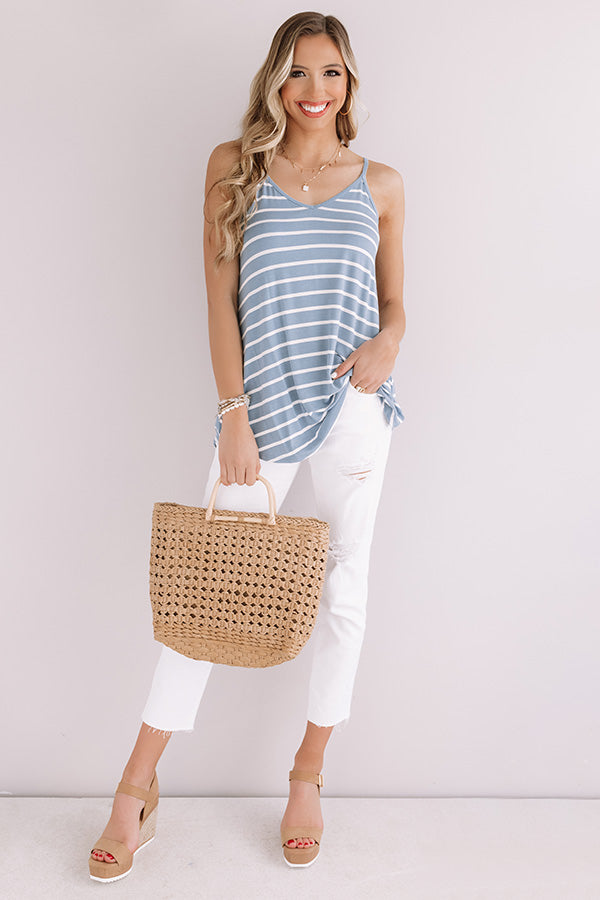 Cali Coast Stripe Shift Tank In Airy Blue Image - 1