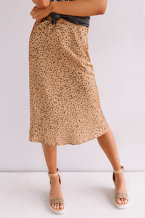 Flirty Fling Cheetah Print Midi Skirt In Camel