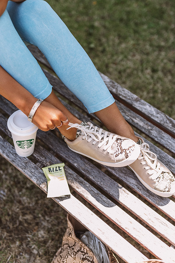 The Ellie Snake Print Sneaker In Birch