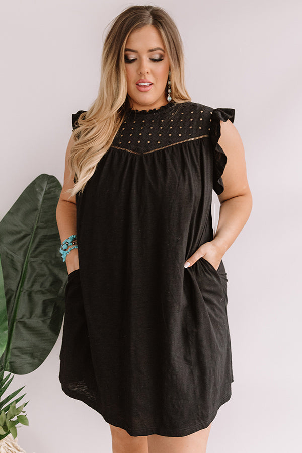 Balcony Views Eyelet Shift Dress In Black Curves Image - 1