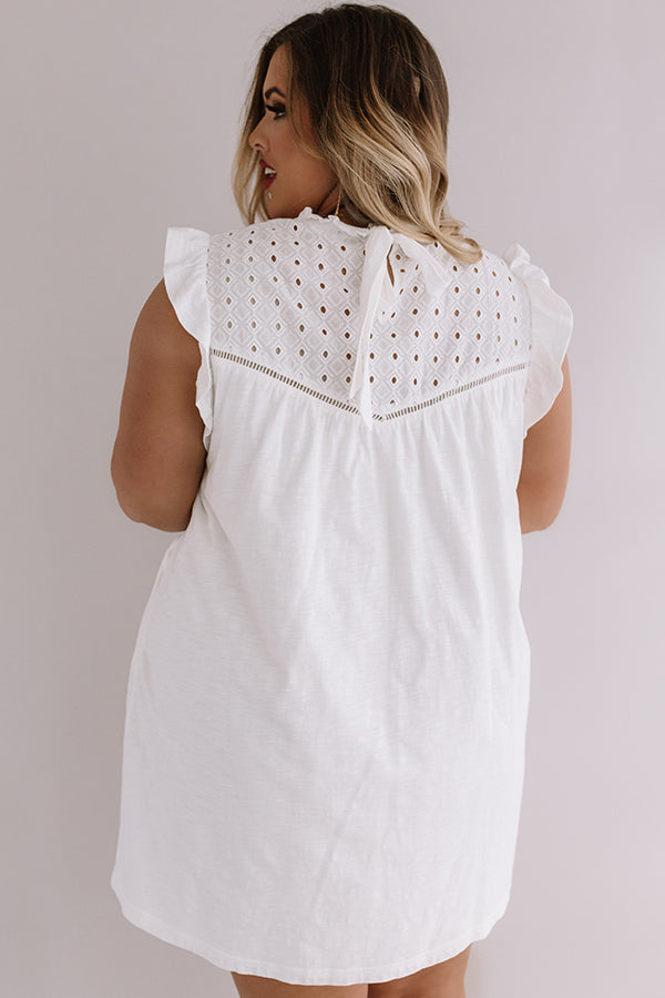 Balcony Views Eyelet Shift Dress In White Curves Image - 4