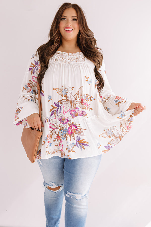 Floral Spell Shift Top In Ivory Curves Image - 1