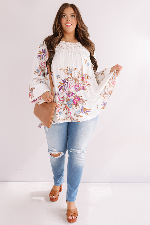Floral Spell Shift Top In Ivory Curves Image - 2