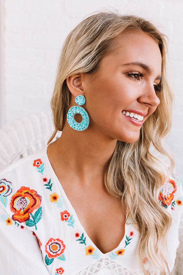 Baja Blooms Earrings In Aqua
