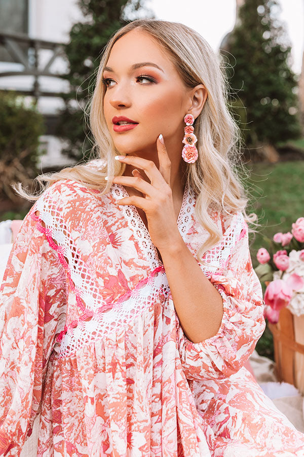 Breezy Blooms Earrings In Pink
