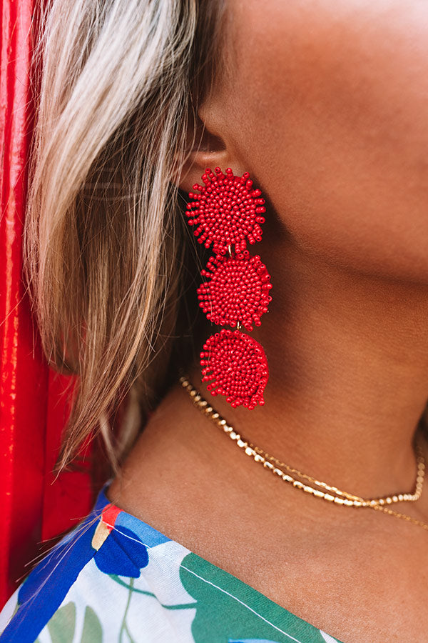 Positano Party Beaded Earrings in Red