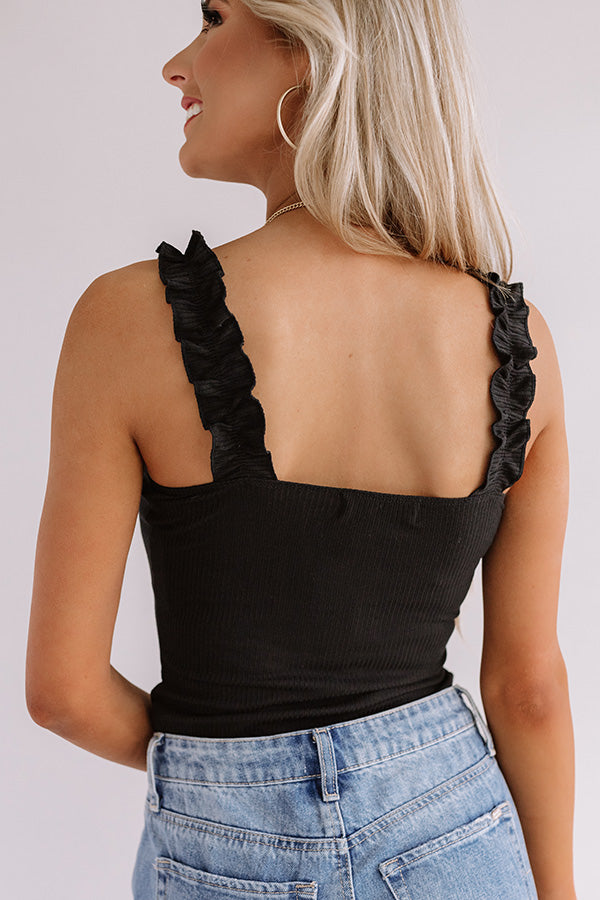 Sunshine Forecast Ribbed Bodysuit in Black Image - 4