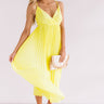 Photo Finish Pleated Midi In Neon Yellow Image - 1