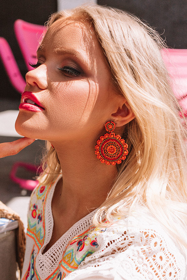 Take Me To Tulum Beaded Earrings in Orange