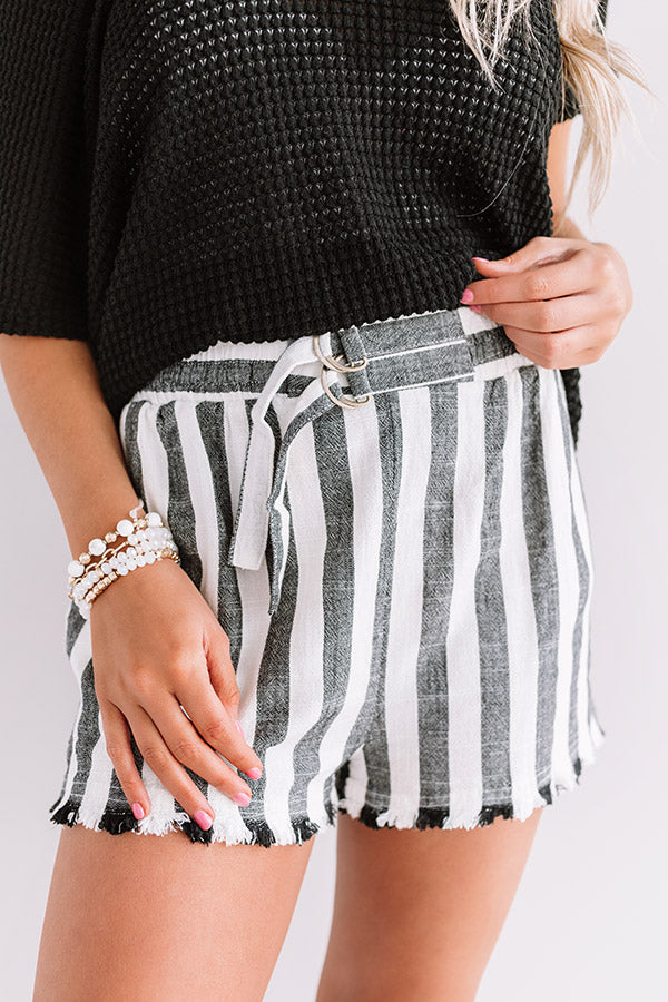 Bali Beat High Waist Stripe Shorts In Black