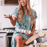 Tulum Treat Floral Shift Dress In Turquoise Image - 1