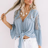 Uptown Dreams Crochet Top In Sky Blue Image - 1