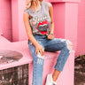 Feelin' Good Distressed Boyfriend Tank In Grey Image - 1