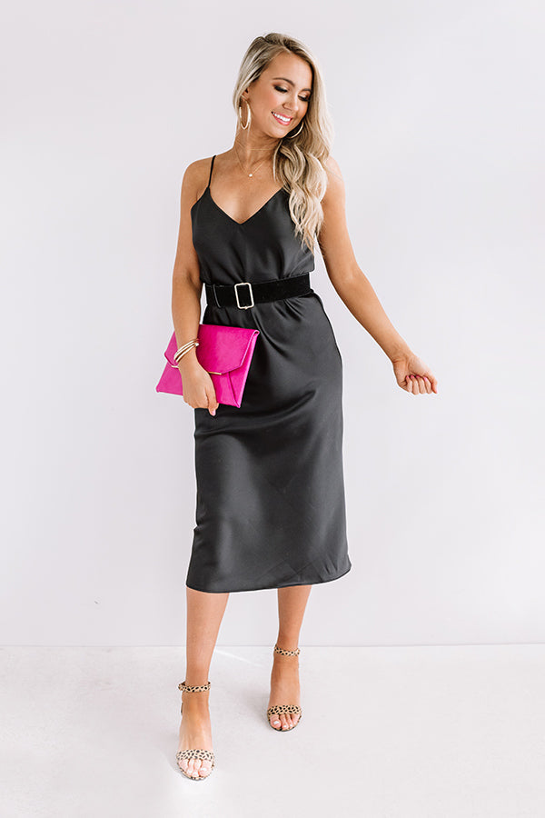 Glam Expectations Satin Midi in Black Image - 1